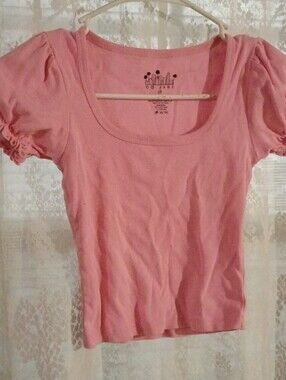Girls' Light Pink Puff Sleeve Scoop Neck Tee
